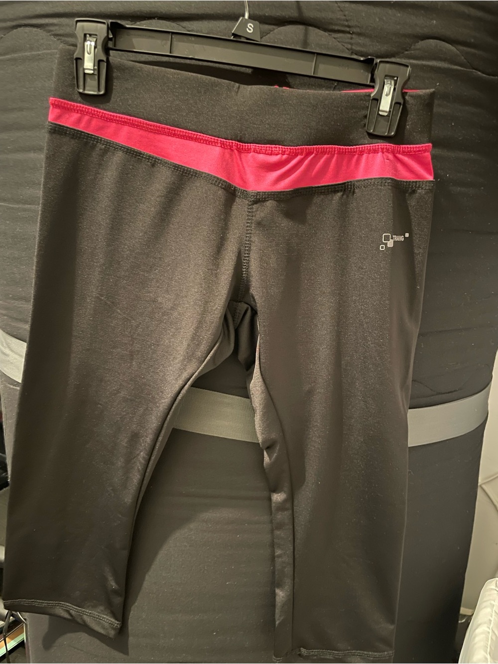 NaNa Black Athletic Capris with Pink Waistband